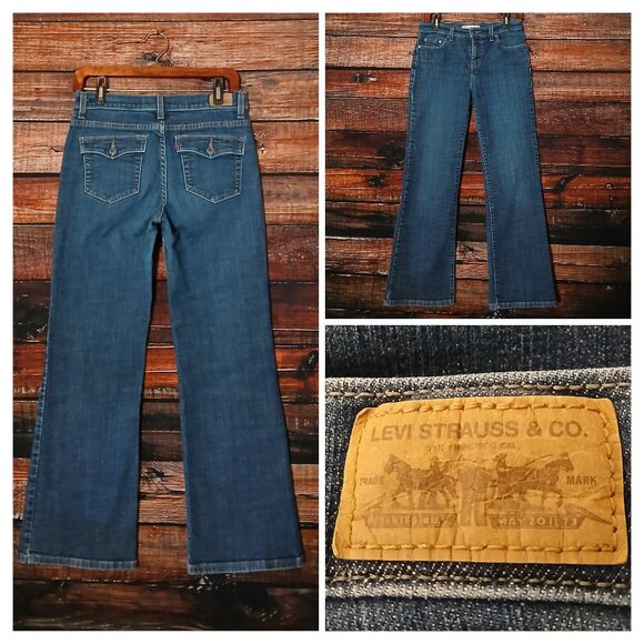 Levis 512 Jeans 10 30X28 Perfectly Slimming Boot Cut Flap Pocket Blue Denim - Picture 1 of 9